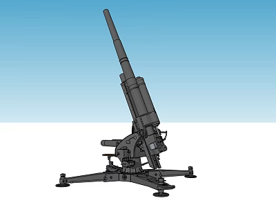 Military Artillery Weapon With Long Gun Barrel And Stable Base Design 3d model