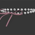 Stylish White Pearl Necklace With Pink Bow For Elegant Fashion Look