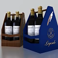 Elegant Legende Wine Bottles Arranged In Wooden And Blue Wine Storage Racks