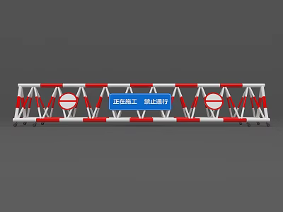 Road Construction Barriers With Red White Stripes And No Entry Signs For Traffic Safety 3d model