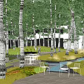Forest Park Landscape Under-forest Tree Array Wetland Park Forest Rest Platform Stream Tracing Camping Landscape Forest 3d model