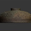 Ancient Bronze Vessel With Intricate Carved Patterns And Traditional Sculptural Design
