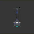Industrial Mechanical Device With Crane Arm Blue Structure Platform Base And Suspension Cables