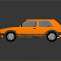 Orange Classic Hatchback Car With Retro Design And Shiny Exterior