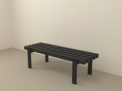 Black Wooden Bench With Modern Minimalist Design In Simple Room Interior 3d model