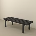 Black Wooden Bench With Modern Minimalist Design In Simple Room Interior