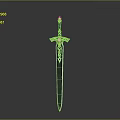 Fantasy Style Decorative Sword With Blue Blade Golden Hilt And Blue Gemstone