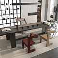 Tea table and chair combination 3d model