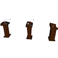 Wooden Podiums With Microphones In Various Designs For Public Speaking Events