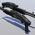 Modern Black Tactical Firearms With Sleek Futuristic Design And Ergonomic Grips