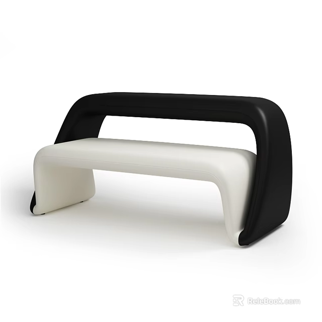 Modern Irregular Shaped Sofa With White Cushion And Black Frame Design 3d model 