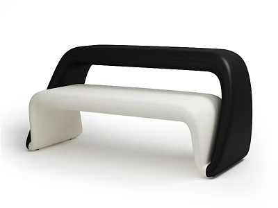 Modern Irregular Shaped Sofa With White Cushion And Black Frame Design 3d model