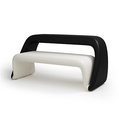 Modern Irregular Shaped Sofa With White Cushion And Black Frame Design 3d model