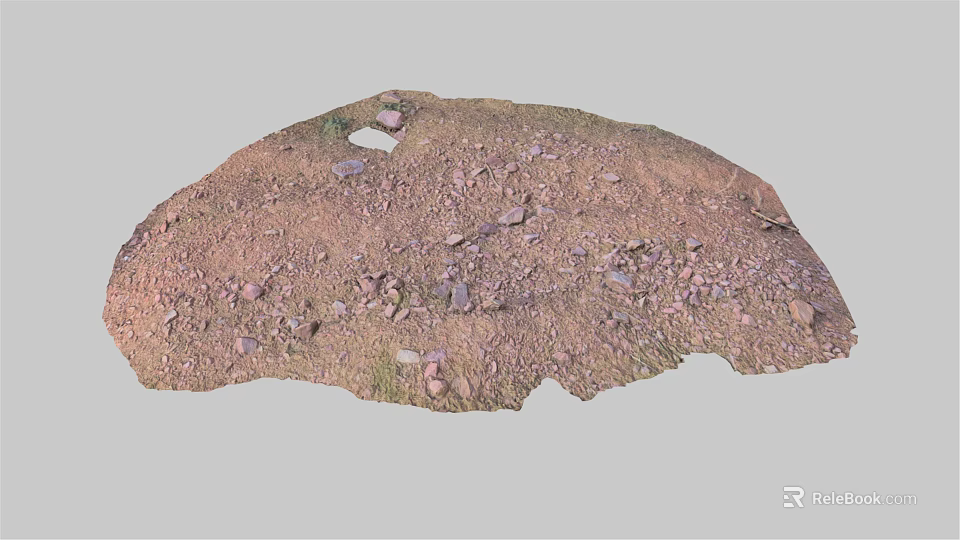 Natural Dirt Ground Surface With Irregular Shape And Scattered Small Stones 3d model