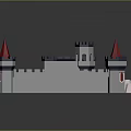 3D Building Blocks Castle Model With Red Spires White Walls And Internal Stairs