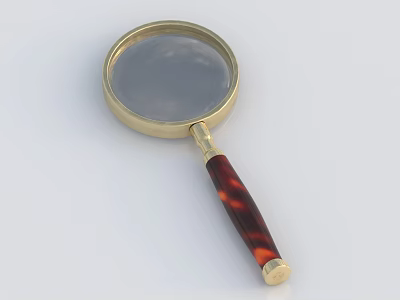 Elegant Vintage Magnifying Glass with Gold Frame and Tortoiseshell Handle for Daily Use 3d model