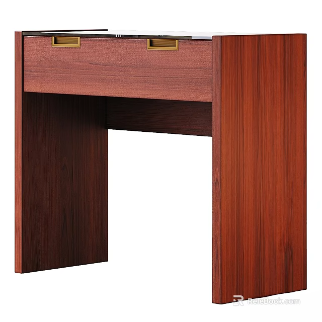 Classic Wooden Dressing Table With Drawers And Natural Wood Grain Design 3d model 