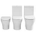 Three Modern White Ceramic Toilet Designs With Sleek Seats And Compact Tanks