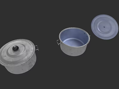 Durable Metal Cooking Pots With Matching Lids And Sturdy Handles For Home Use 3d model