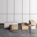 Stylish Coffee Tables Four Uniquely Designed Against White Wall And Grey Marble Floor