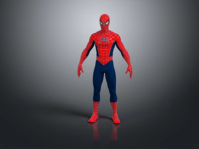 Spider Man Game Movie Character In Red Blue Suit With Spider Web Pattern Standing Pose 3d model