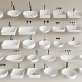 Assorted Ceramic Washbasins With Various Styles And Different Shapes For Bathroom 3d model
