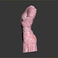 Elegant Pink Floral Print Short Sleeve V Neck Mini Dress Design