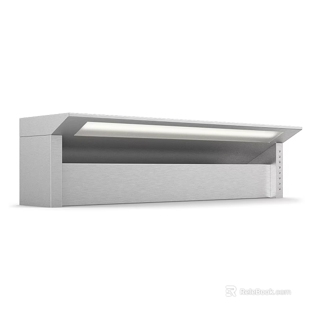 Modern Kitchen Range Hood With Silver Metal Sleek Design And Long Strip Light 3d model 