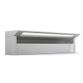 Modern Kitchen Range Hood With Silver Metal Sleek Design And Long Strip Light