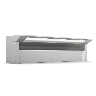 Modern Kitchen Range Hood With Silver Metal Sleek Design And Long Strip Light 3d model