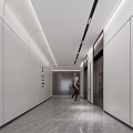 Public elevator hall office modern 3d model