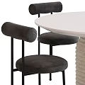 Modern Dining Table Set With White Textured Base And Black Upholstered Chairs 3d model