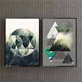 Geometric Landscape Wall Art With Circular And Triangular Patterns Over Forest And Mountain Scenery 3d model