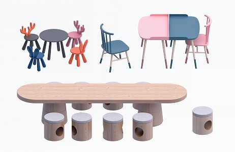 Modern Children's Tables and Chairs 3d model