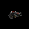 Tech Exhibition Hall Featuring Spiked Mechanical Device With Red Accents And Wheels