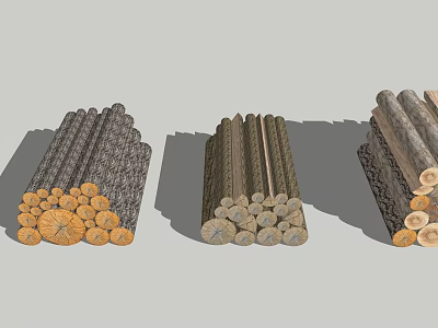 Stacked Natural Stone and Wood Building Materials with Various Sizes and Texture 3d model