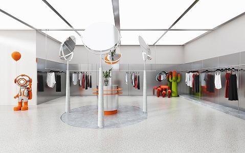 Modern Clothing Store Trendy Brand Fashion Clothing Store 3d model