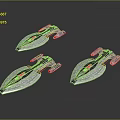 Three Silver Futuristic Spaceships With Blue Red Details Floating On Black Background