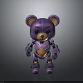 Cute Purple Robot Bear Character Design With Mechanical Body And Anthropomorphic Features