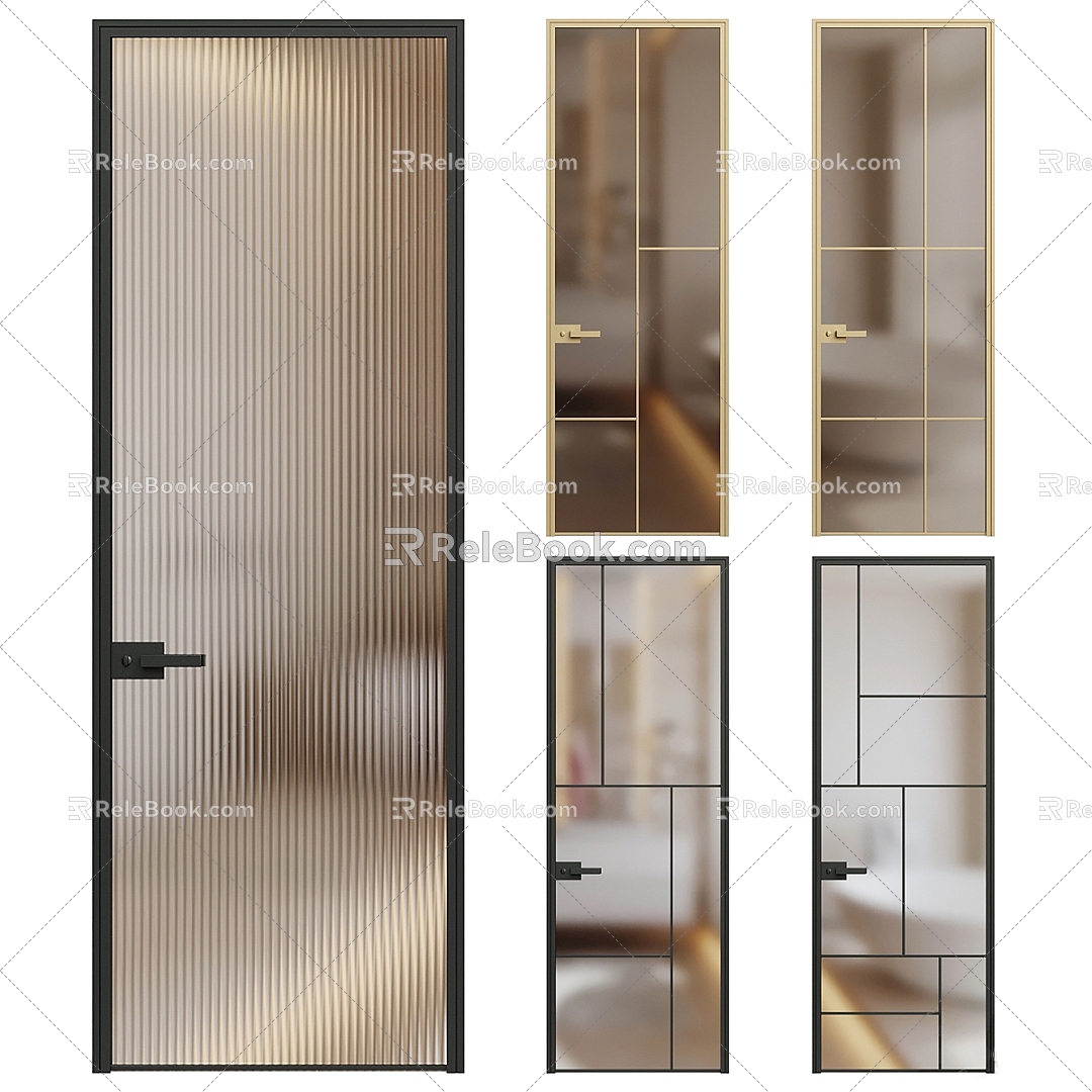 Simple glass single door 3d model