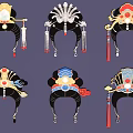 Traditional Chinese Headwear Pendants With Various Decorative Tassels And Ornaments