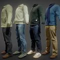 Men's Casual Clothing Collection With Sweaters Jeans And Various Colors