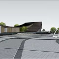 Modern Sales Office Building Design With Curved Roof Landscaped Gardens And Water Features