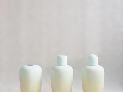 Decorative Ornament Set With Three White Ceramic Vases For Modern Home Decor 3d model
