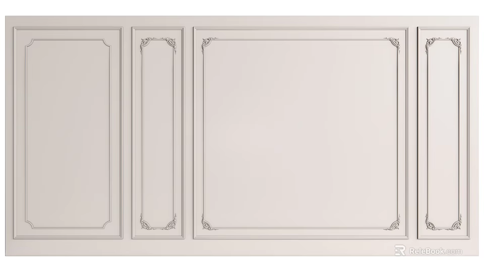 Classic White Background Wall With Decorative Frame Molding And Panel Design 3d model 