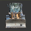Orange Construction Loader With Front Bucket Glass Cab And Large Tires