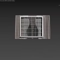 Gray And White Double Layer Tie Top Curtains For Window Decoration 3d model