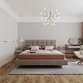 Modern bedroom petal light carpet wood floor lounge chair 3d model