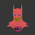 Man Wearing Detailed Batman Mask With Gray Costume And Yellow Logo