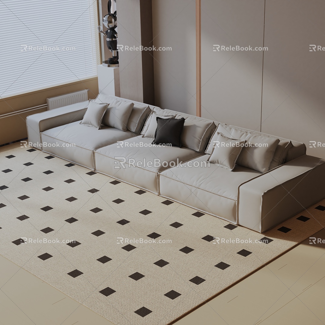 Modern three-seat sofa 3d model